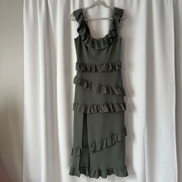 Show Me Your MuMu Green Asymmetrical Ruffle Sundress - Picture 2 of 13